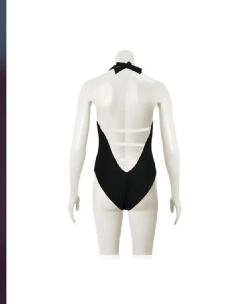 Alexandra Miro Black and White Strap Detail Swimsuit