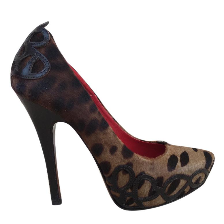 Cesare Paciotti animal print pony hair stiletto pumps