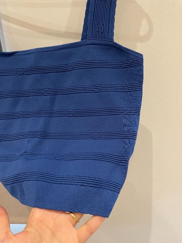 Sando Blue Stretch Fitted Crop Top
