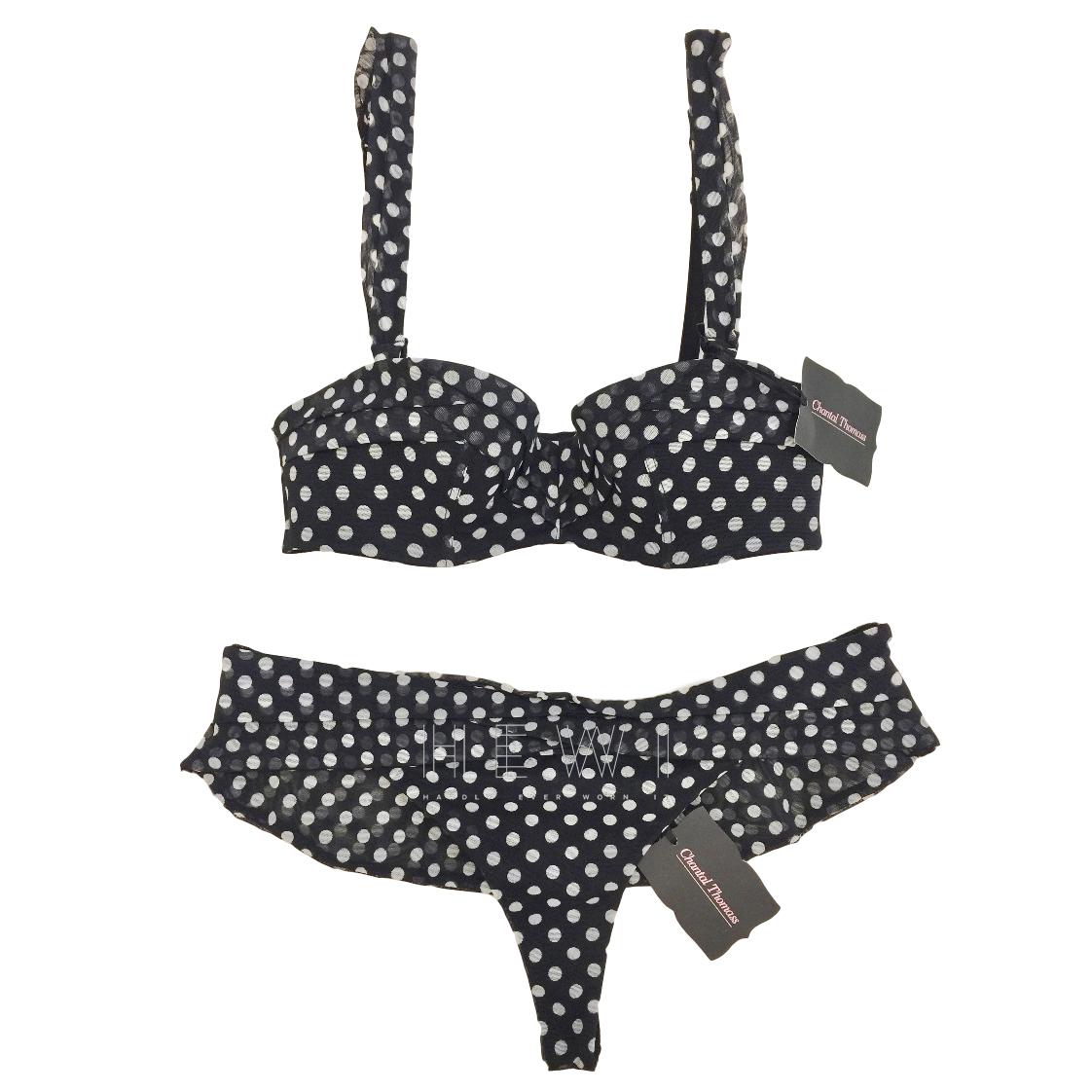 Chantal Thomass Polka-Dot Tulle Pad Strapless Bra & Skirted Thong Set