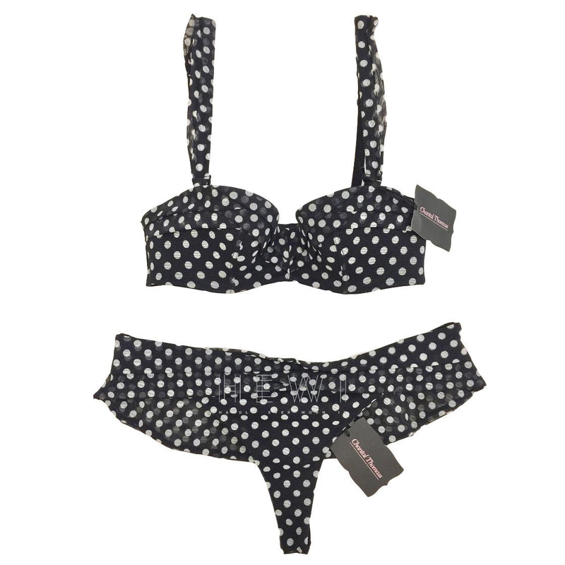 Chantal Thomass Polka-Dot Tulle Pad Strapless Bra & Skirted Thong Set