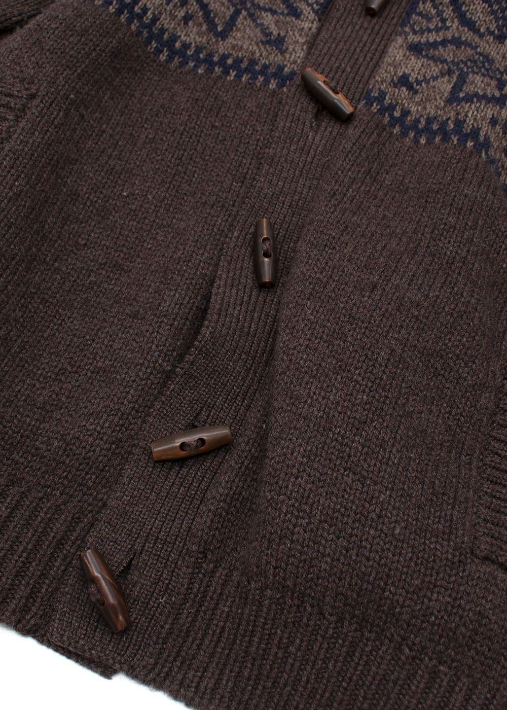 Brunello Cucinelli Brown Cashmere Intarsia Knit Cardigan