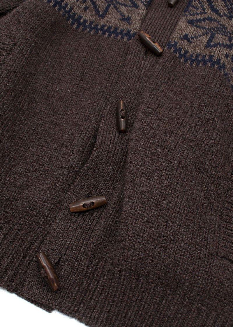 Brunello Cucinelli Brown Cashmere Intarsia Knit Cardigan