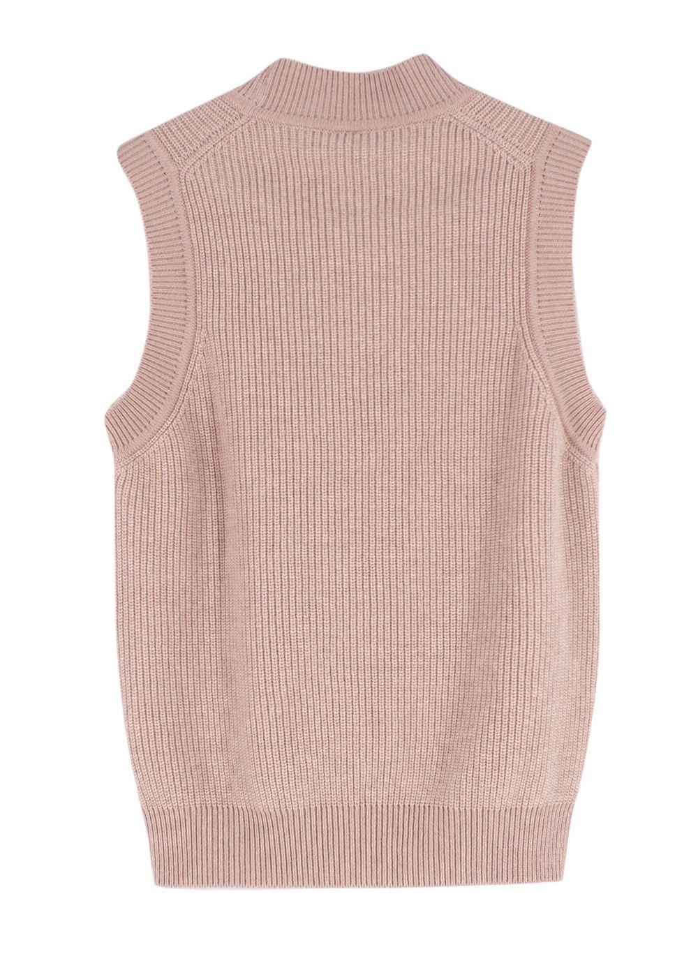 Hermes Blush Pink Ribbed Cashmere Sleeveless Jumper