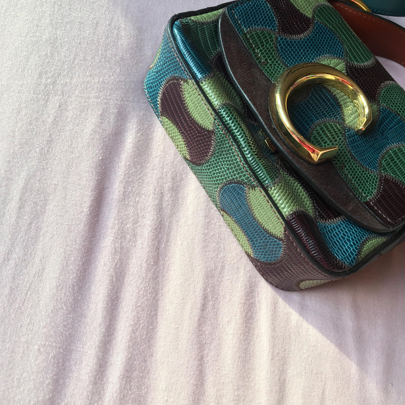 Chloe Green Lizard Embossed C Bag