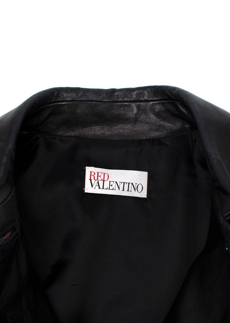 Red Valentino Black Embroidered Leather Jacket