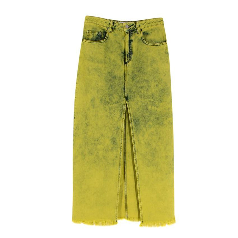 Marques Almeida Frayed Acid-Wash Denim Maxi Skirt