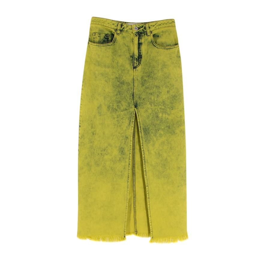 Marques Almeida Frayed Acid-Wash Denim Maxi Skirt