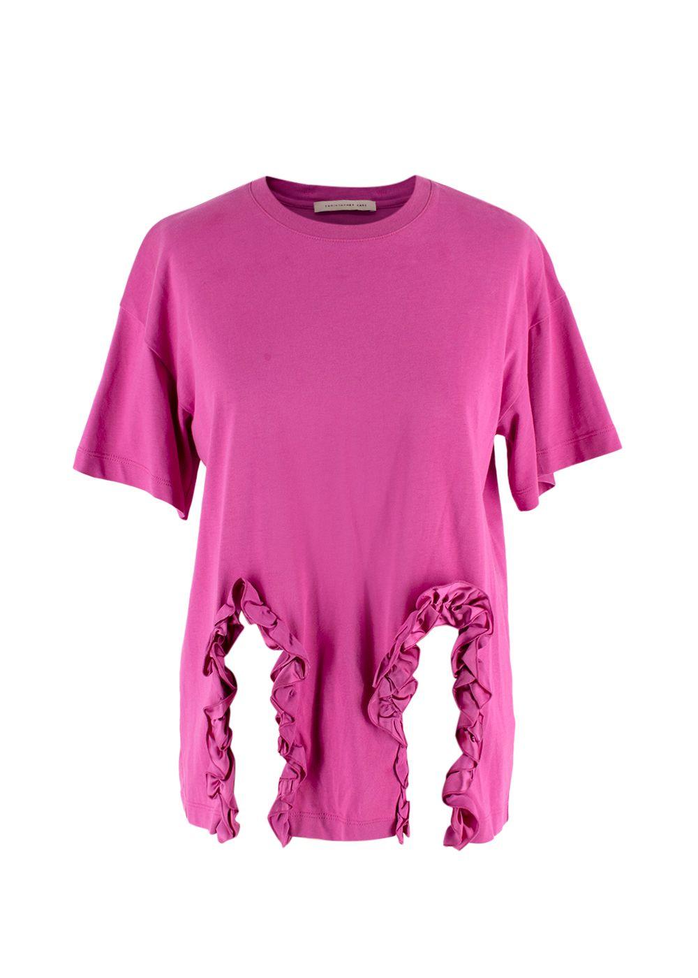 Christopher Kane Pink Ruffle Trim T-Shirt