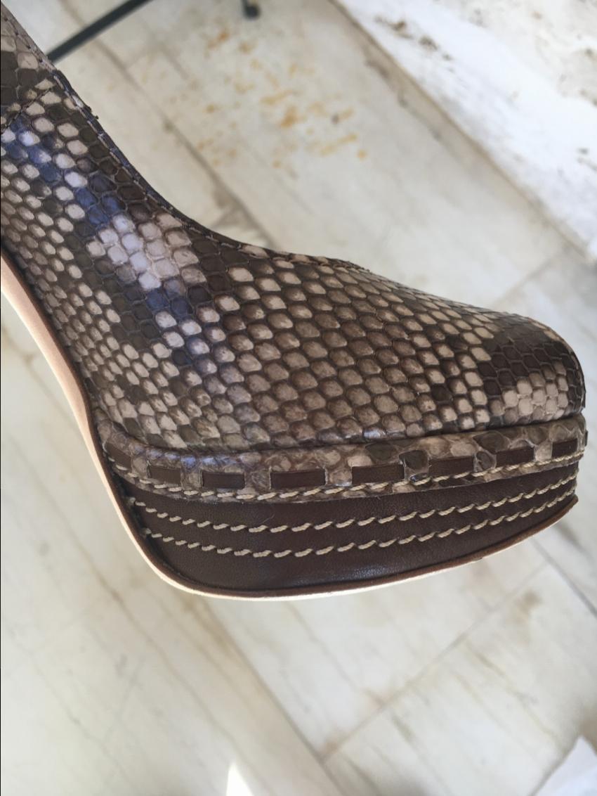 Sebastian Python Embossed Peep-Toe Pumps