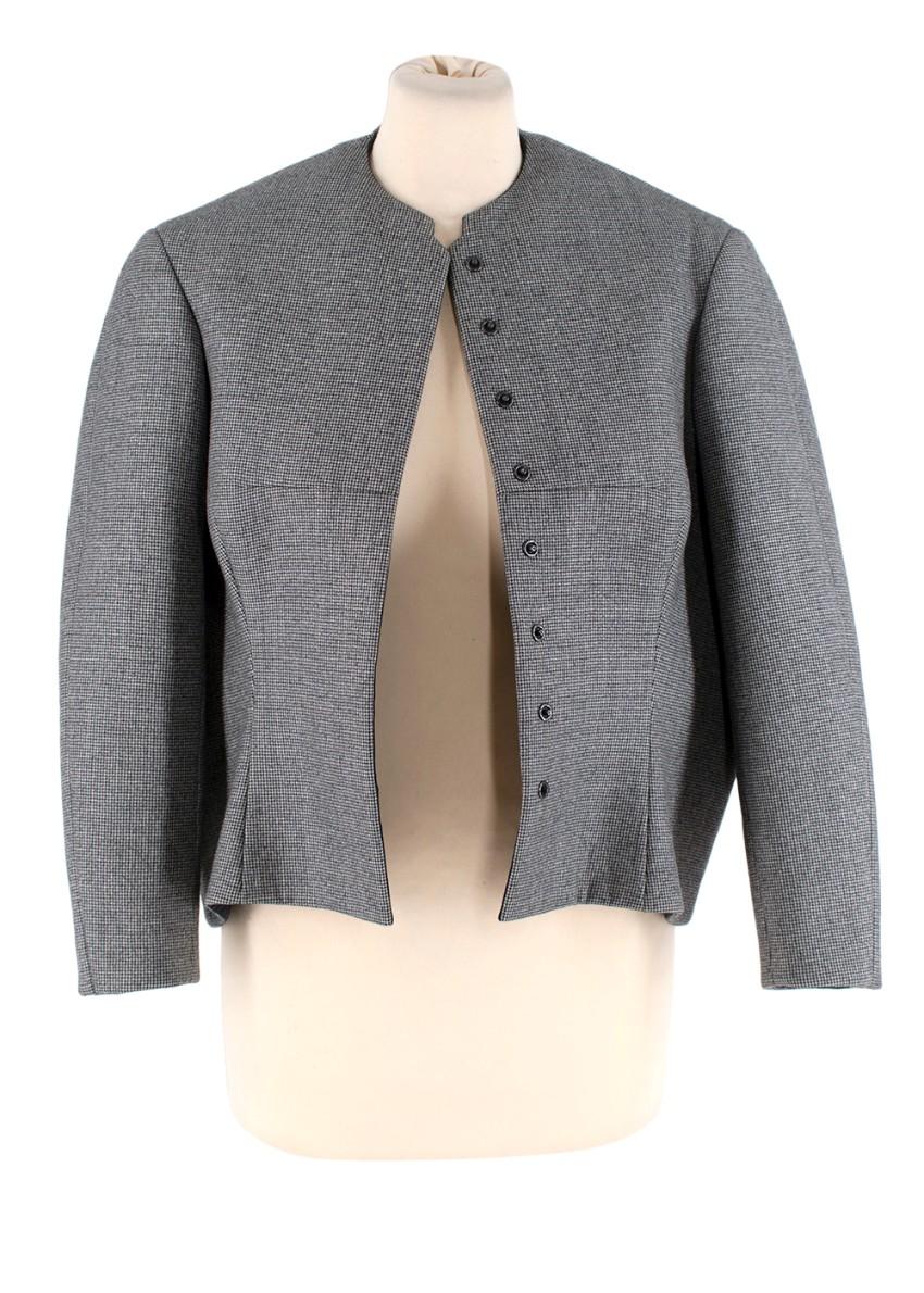 Balenciaga Wool Houndstooth Structured Crop Jacket