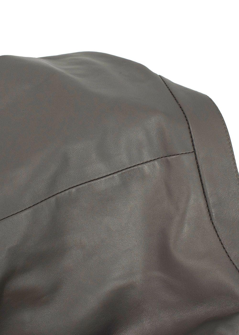 Armani Collezioni Grey Pleated Leather Jacket