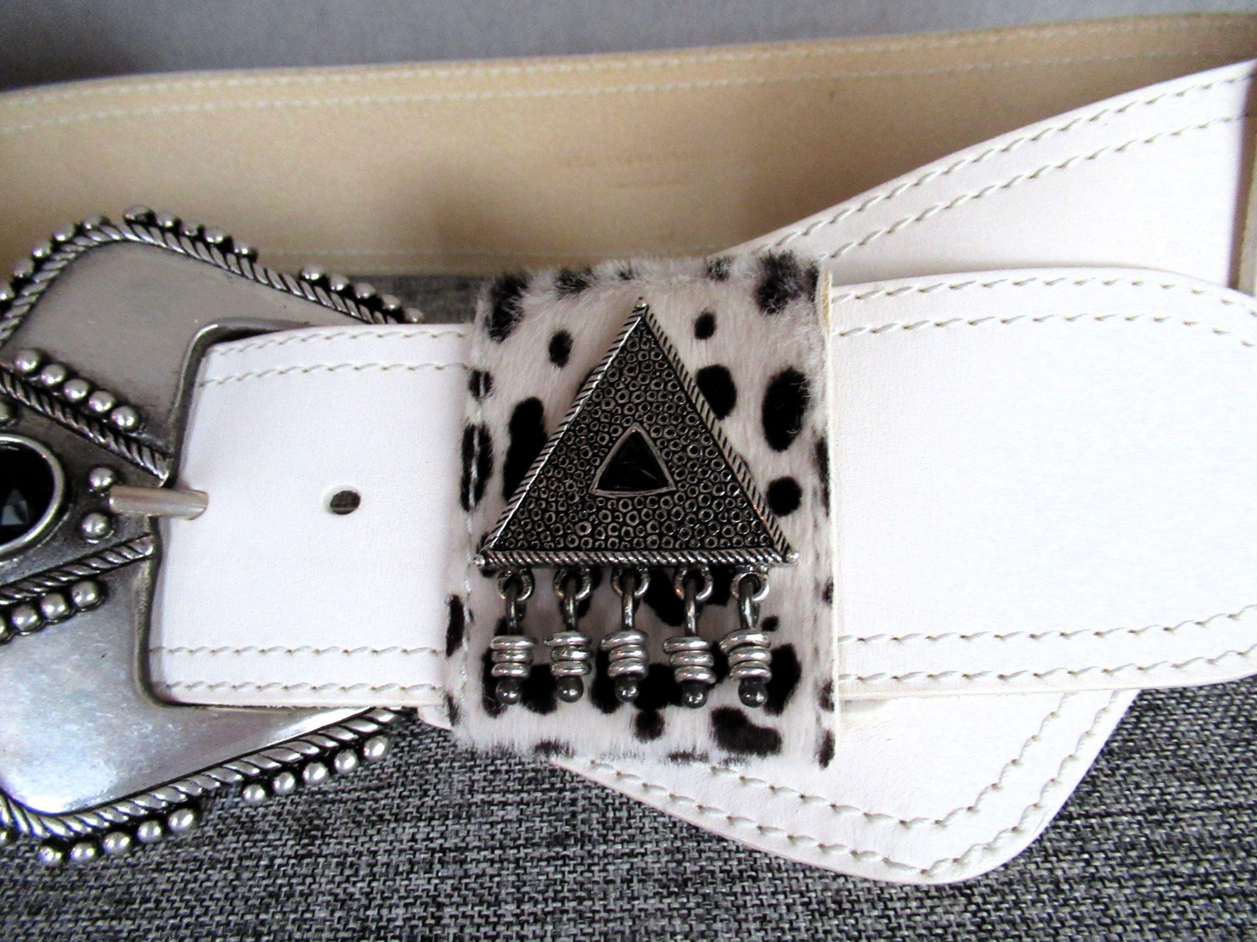 Saint Laurent White Leather Western Corset Belt
