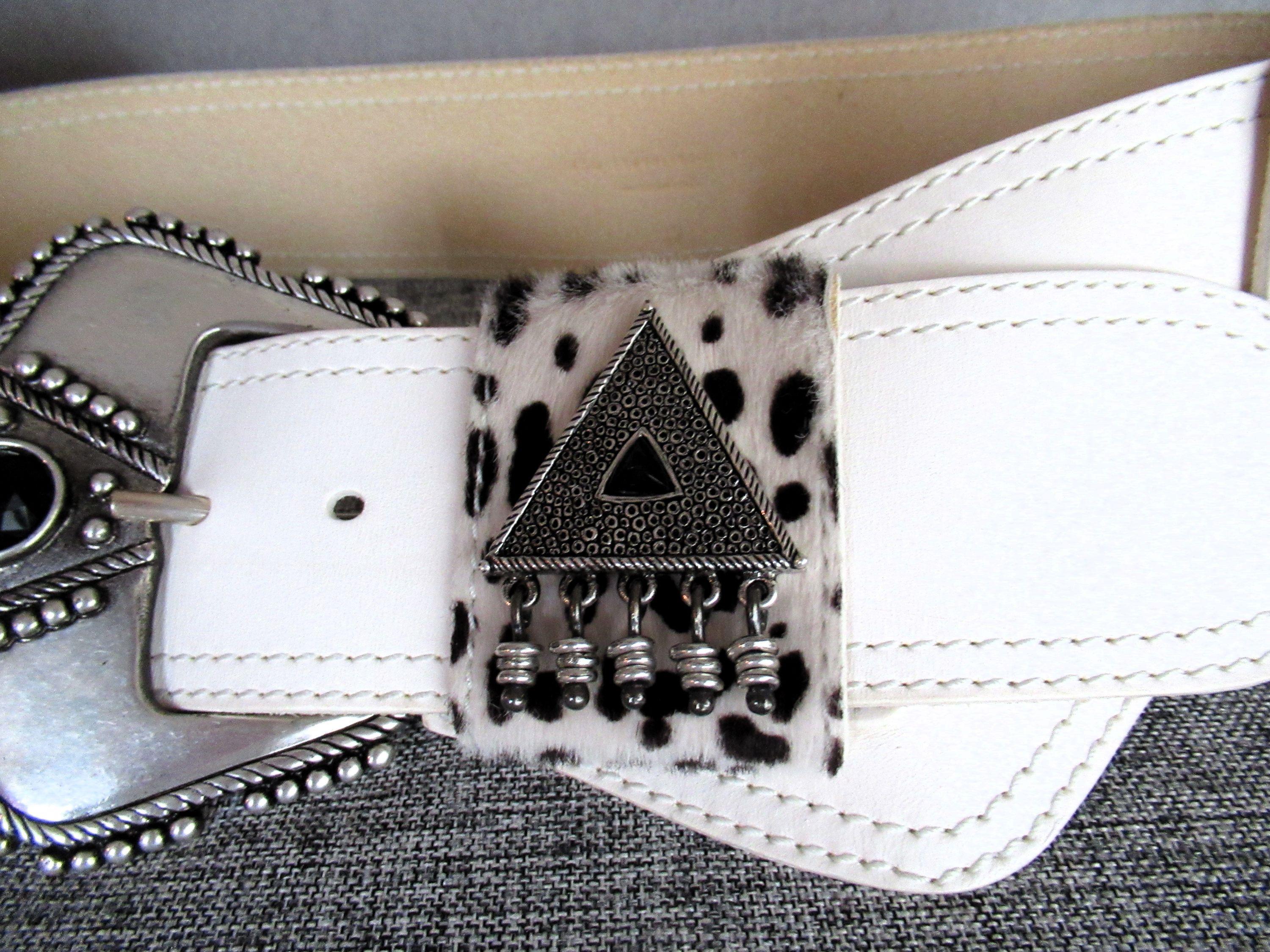 Saint Laurent White Leather Western Corset Belt
