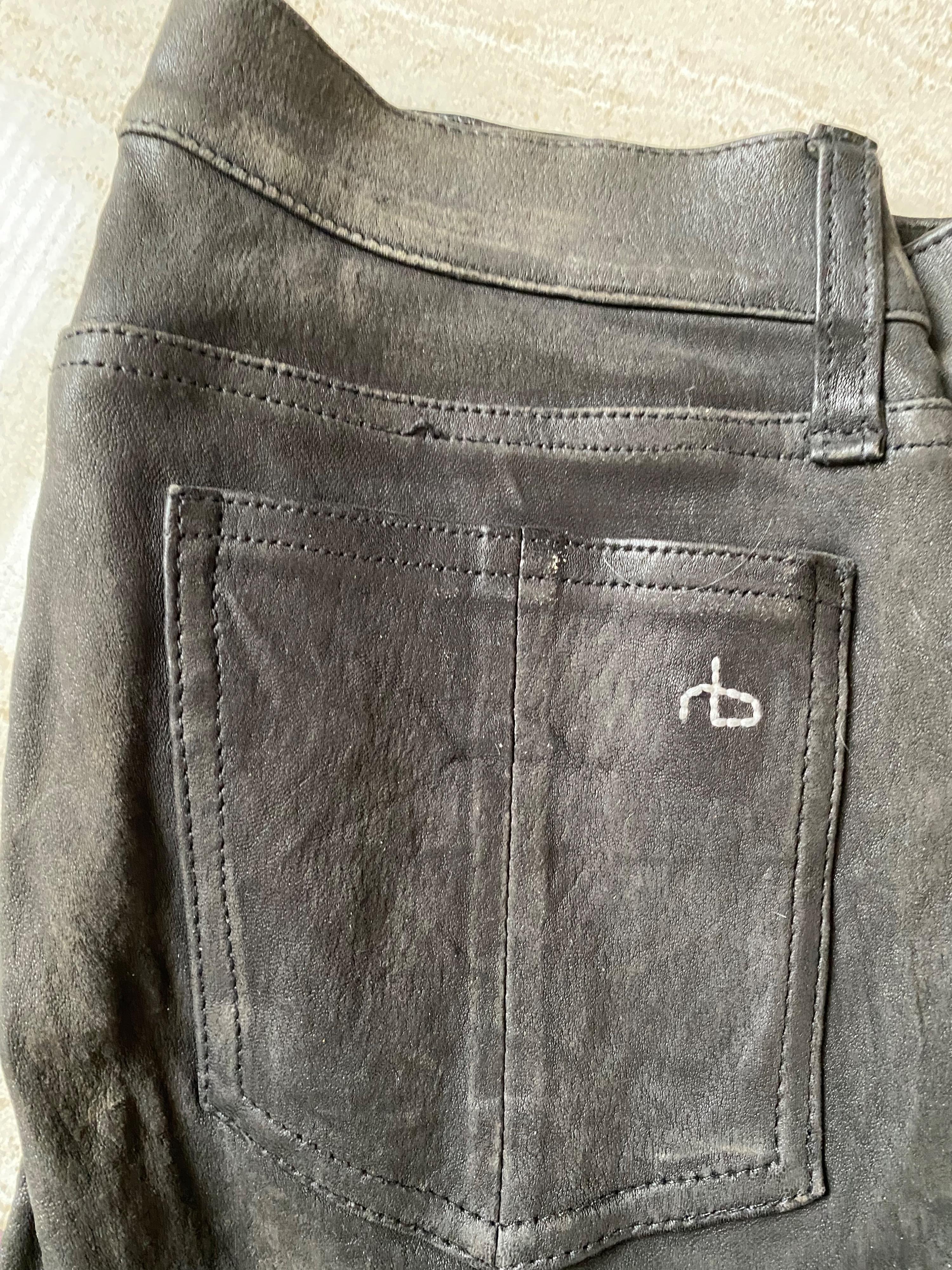 Grey Stretch Leather Trousers