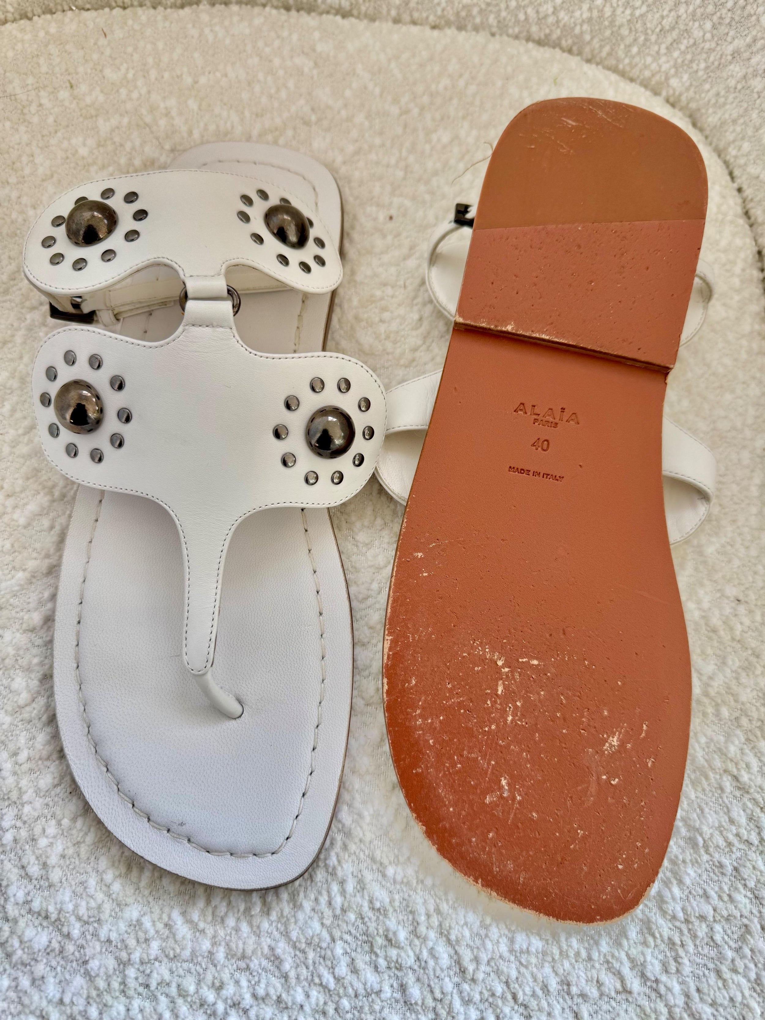 Alaia White Studded Sandals