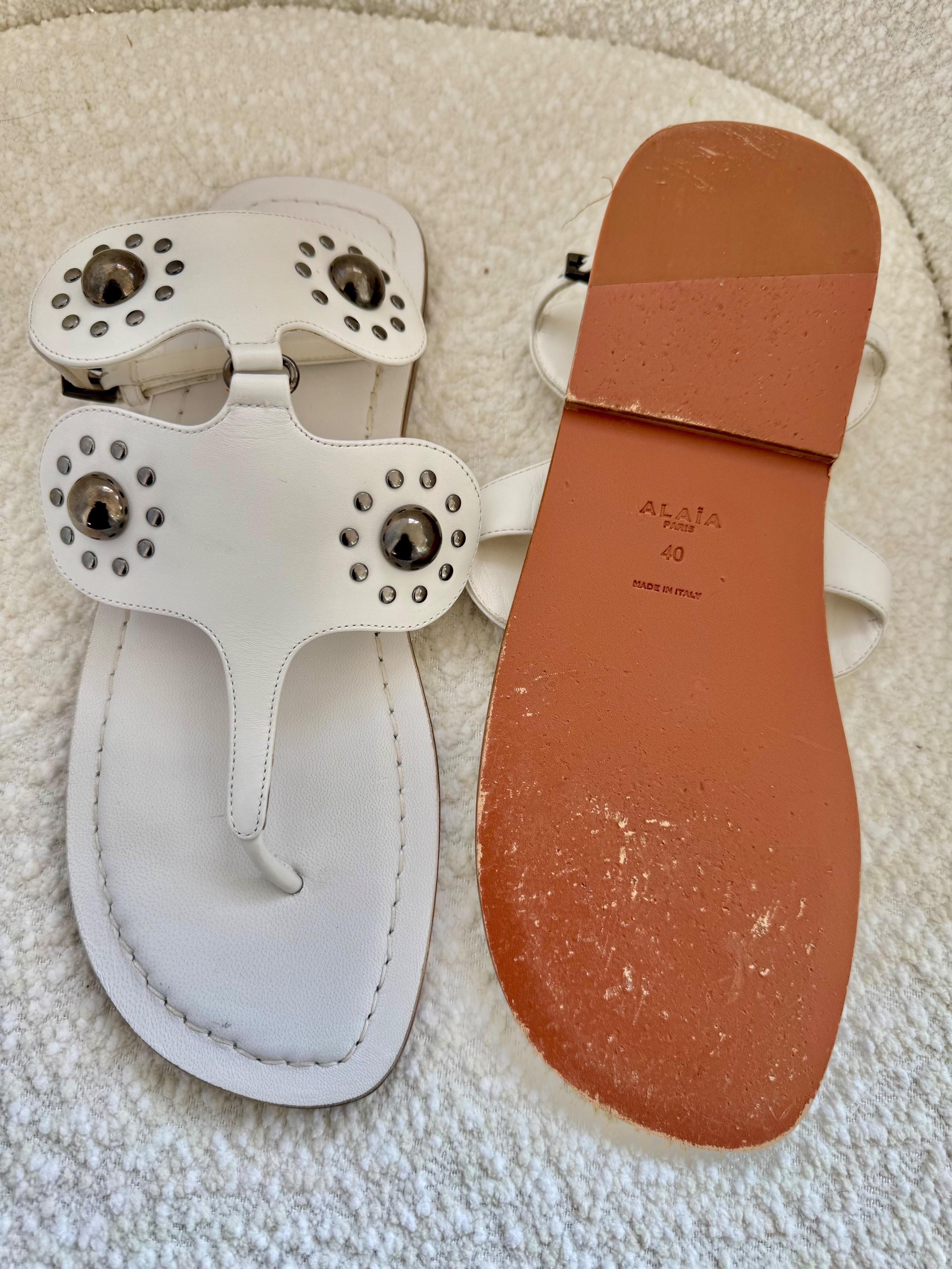 Alaia White Studded Sandals