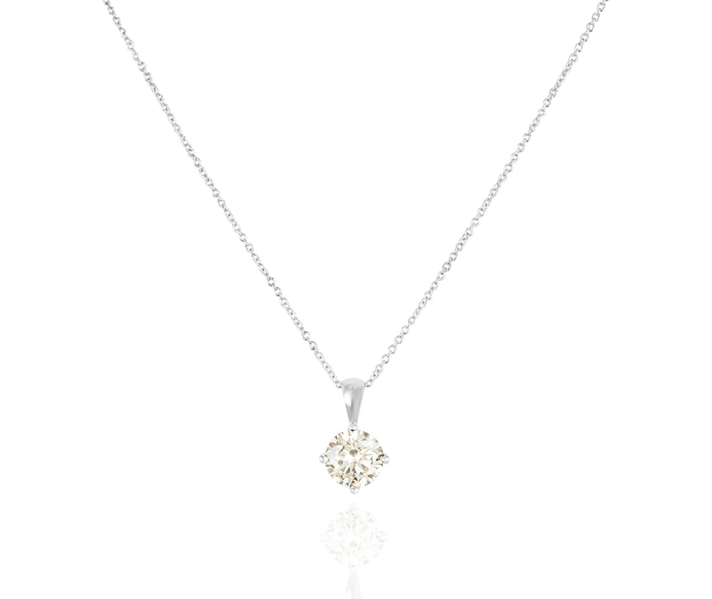 White Gold Round Brilliant Cut Diamond Pendant Necklace 1.50ct