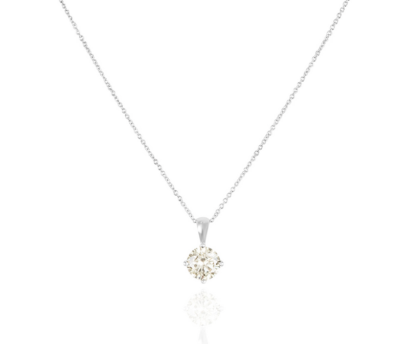 White Gold Round Brilliant Cut Diamond Pendant Necklace 1.50ct