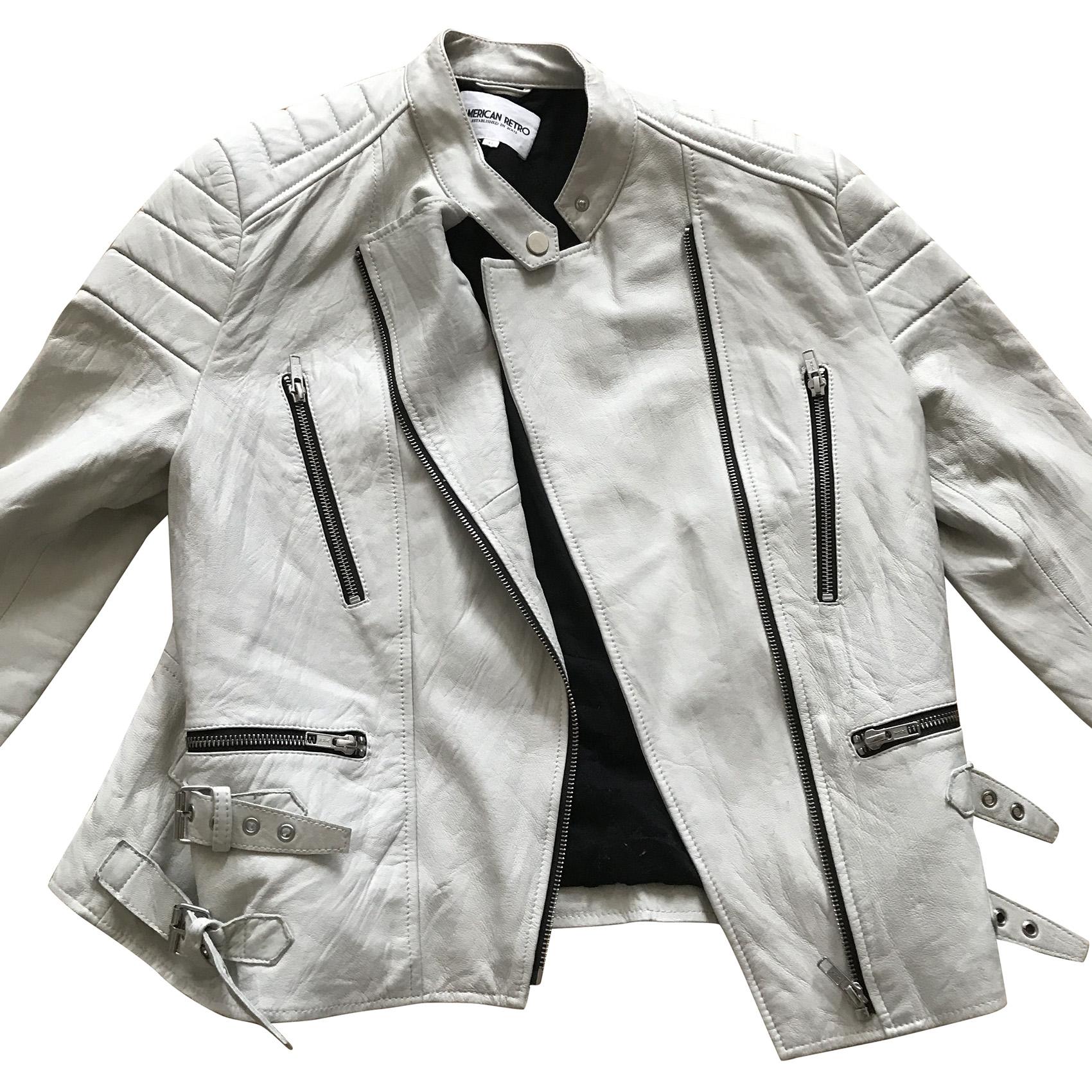 American Retro White Lamb Leather Jacket