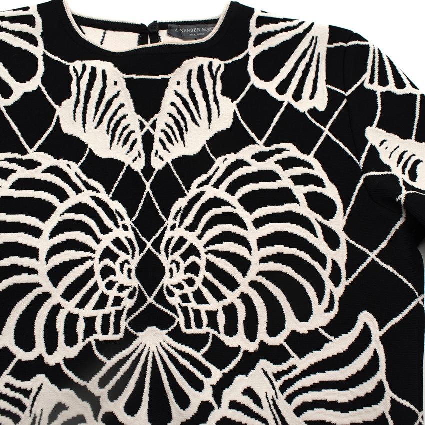 Alexander McQueen Black & White Shell Intarsia Knit Top & Skirt