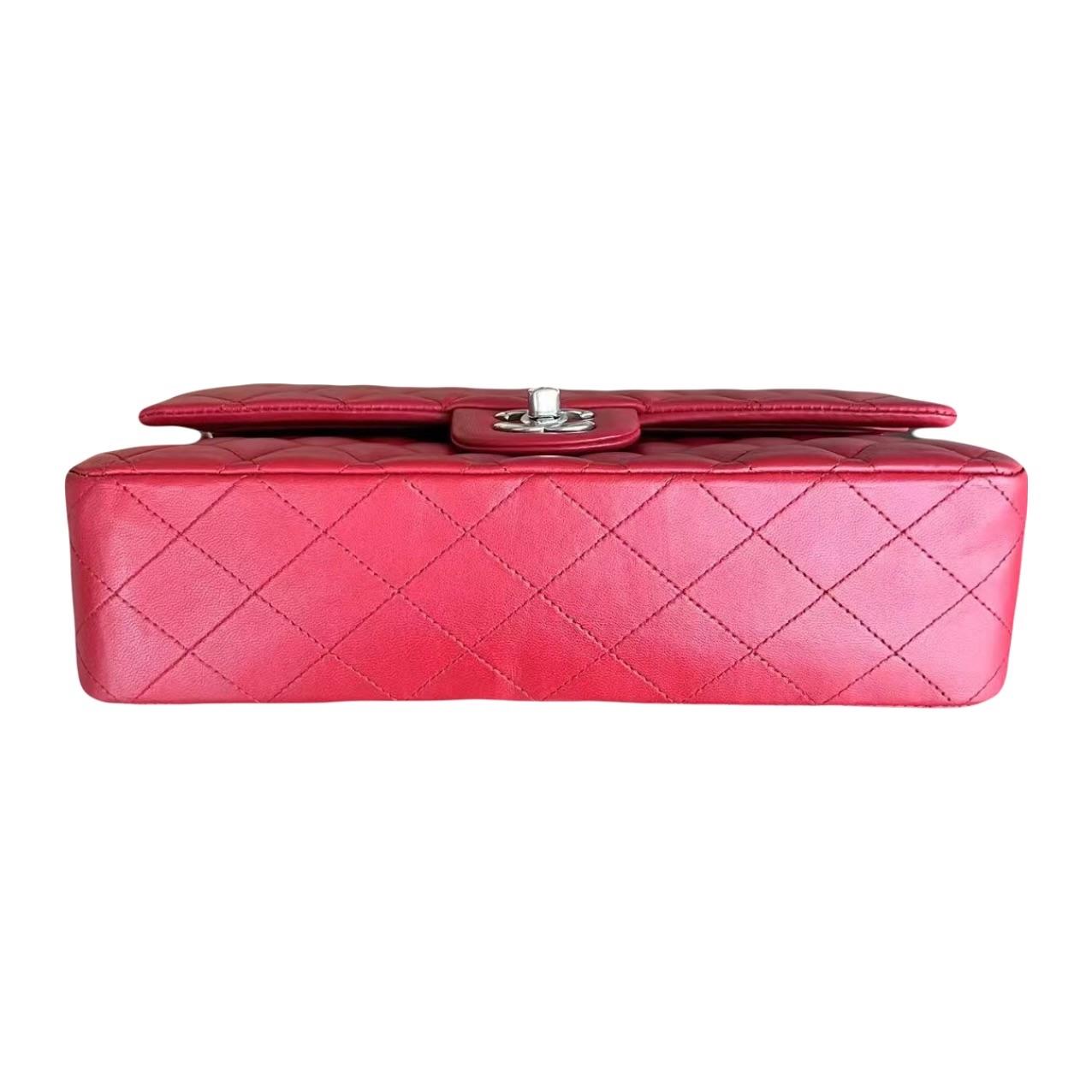Red Quilted Lambskin Medium Classic Double Flap Bag