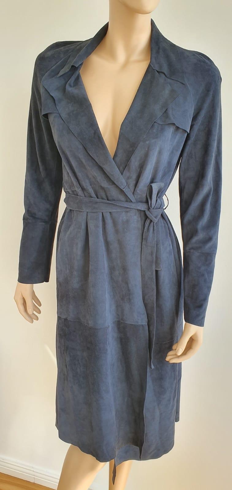 Joseph Blue Suede Duster Coat