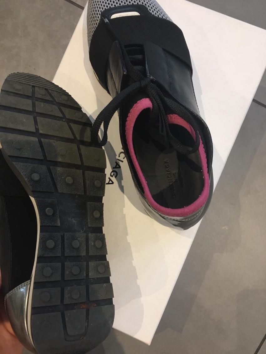 Balenciaga Black/Silver Race Runner Sneakers