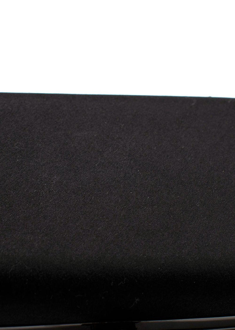 Marchesa Black Crystal Embellished Satin Box Clutch