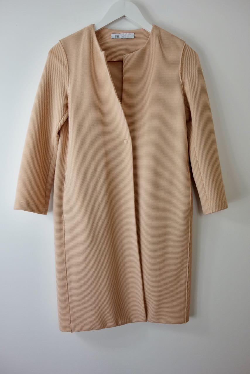 Pink Cotton Collarless Coat