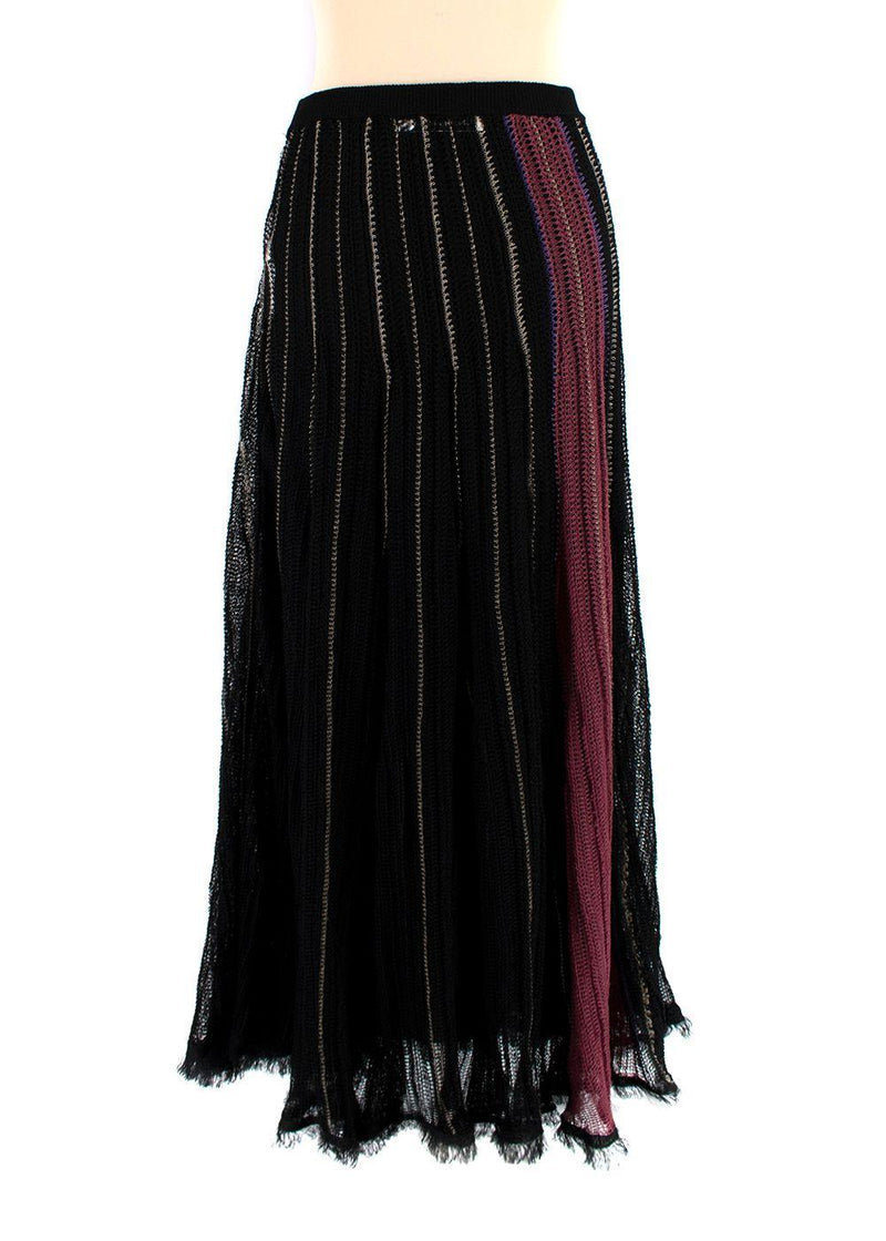 Dior Mesh Knit Black & Raspberry Midi Skirt