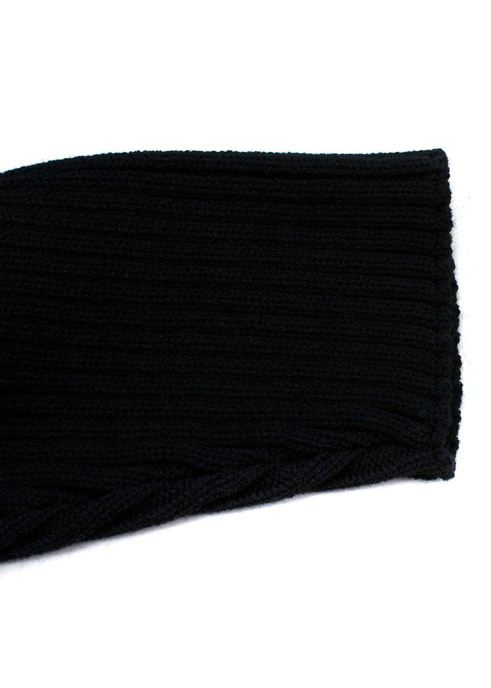 Open Back Black Ribbed Merino Wool Jumper Dress