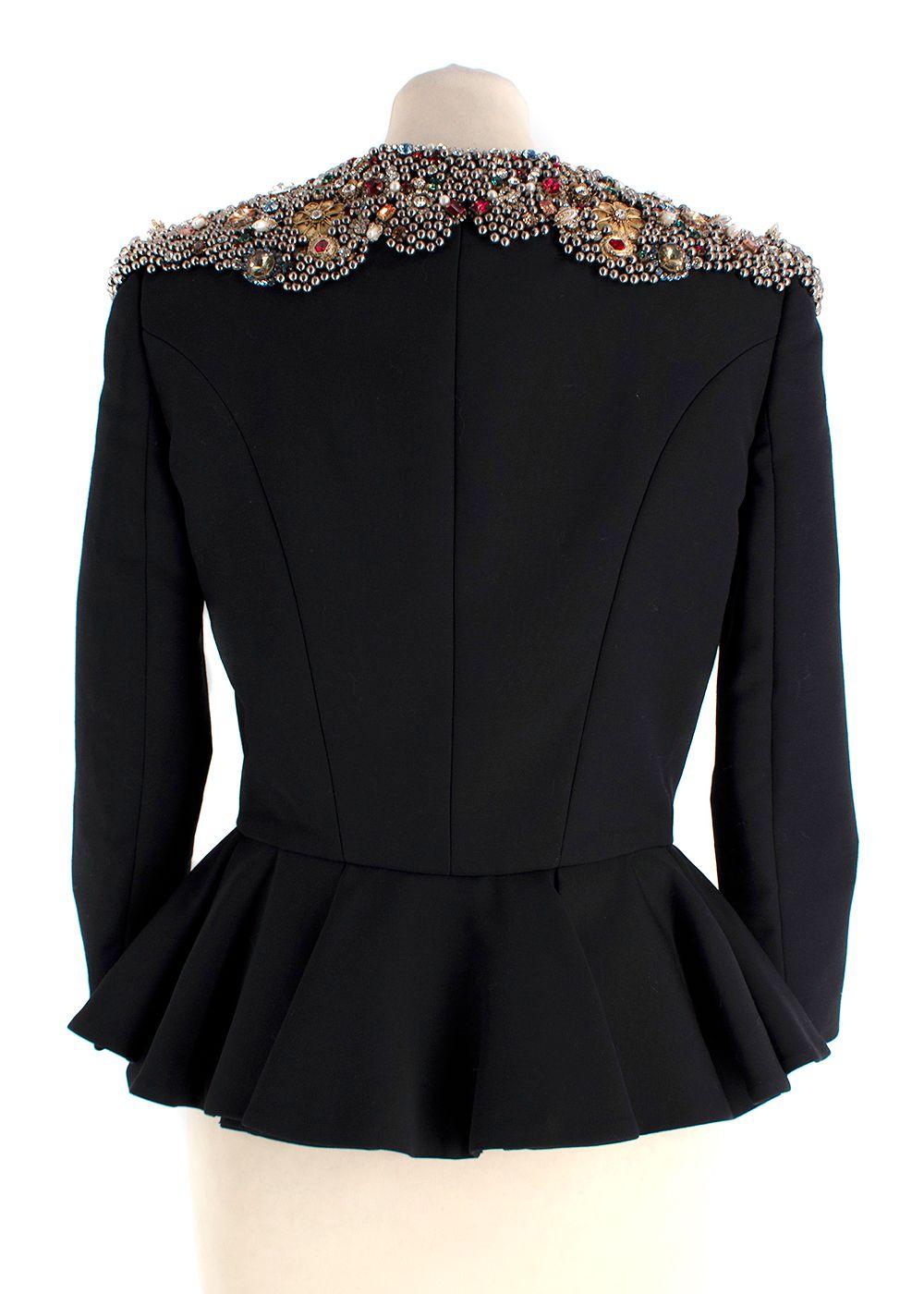 Alexander McQueen Black Embellished Peplum Jacket