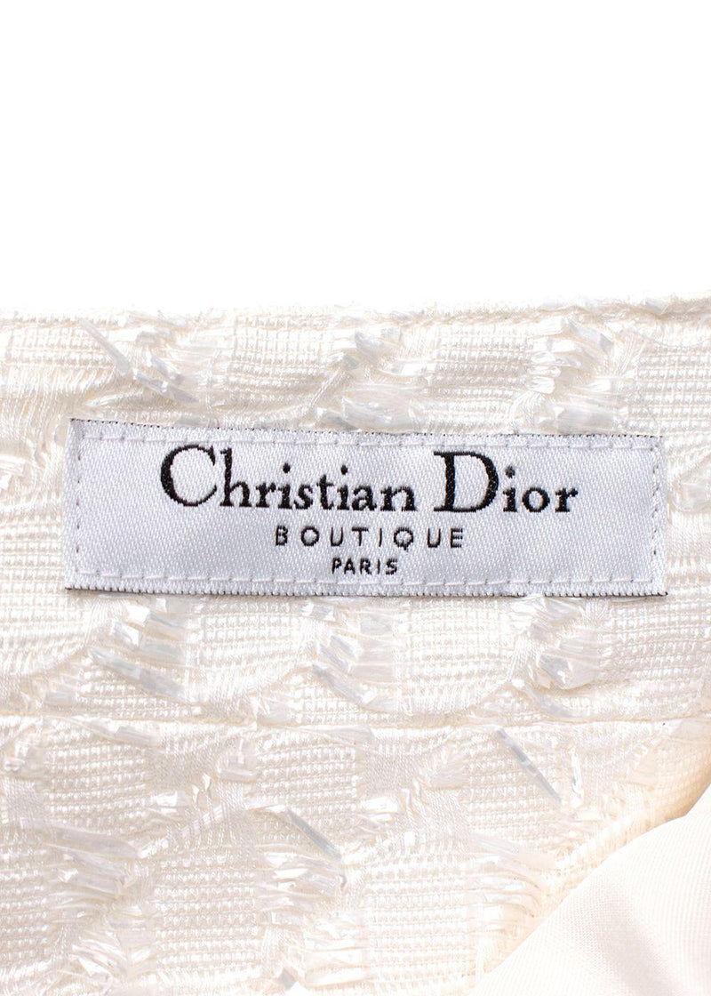 Dior White Pleated A Line Mini Skirt
