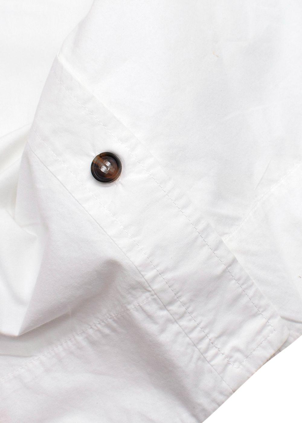 Ganni White Sleeveless Shirt with Oversized Frill Collar