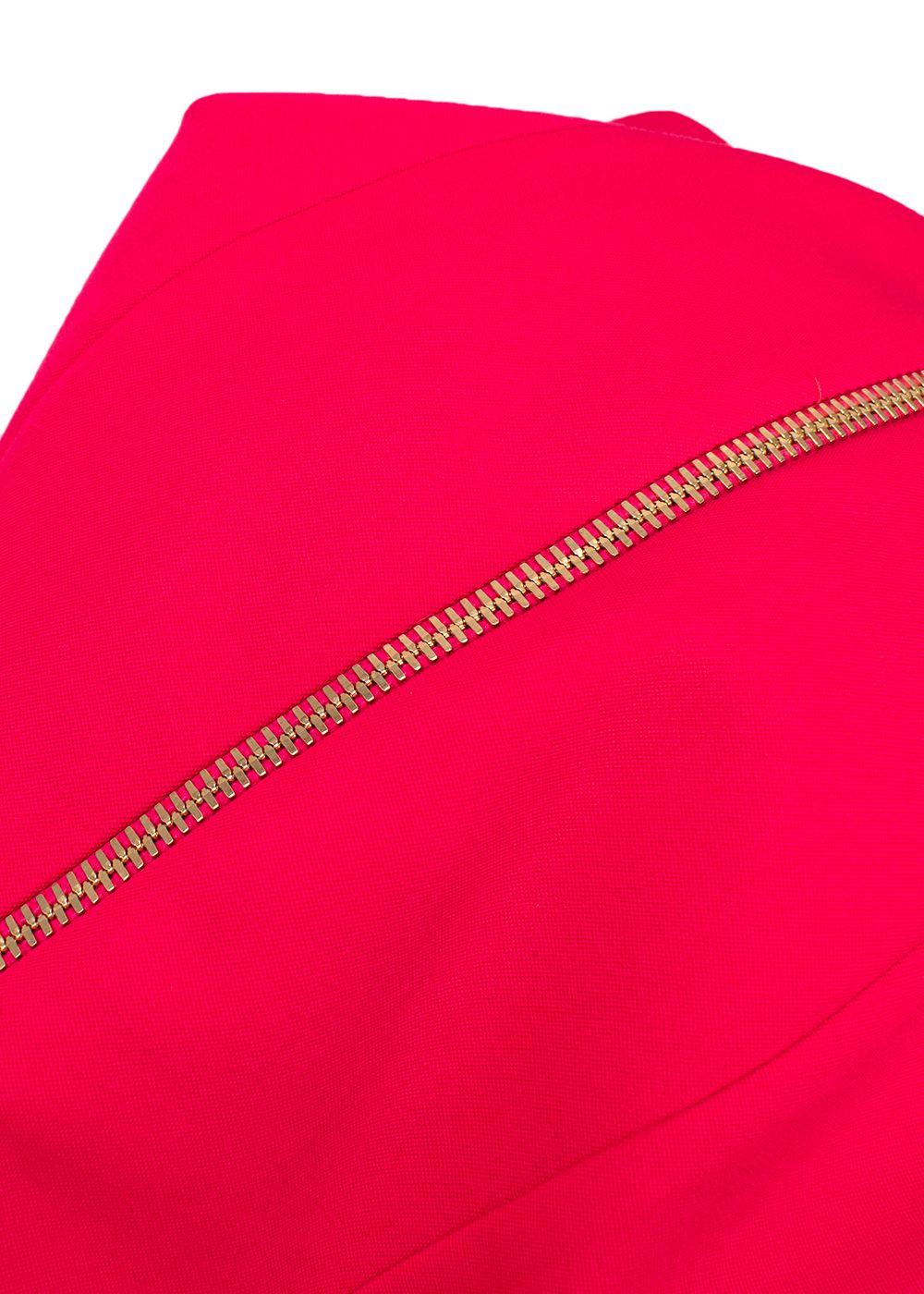 Hot Pink High Waist Grain De Poudre Wool Pencil Skirt
