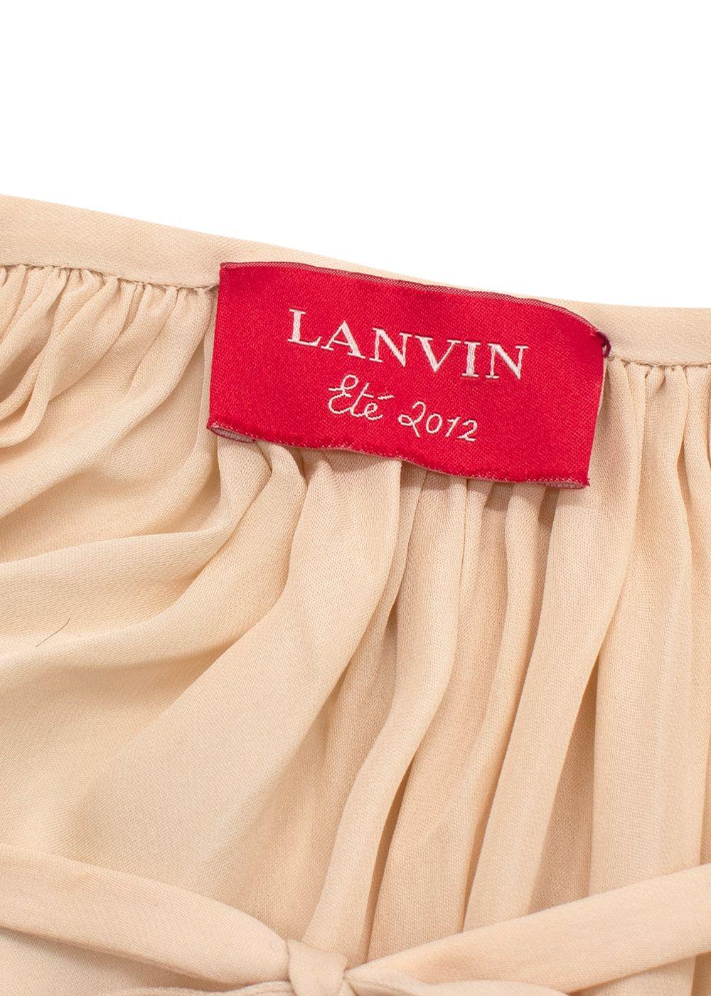 Lanvin Nude Drawstring Silk Blouse