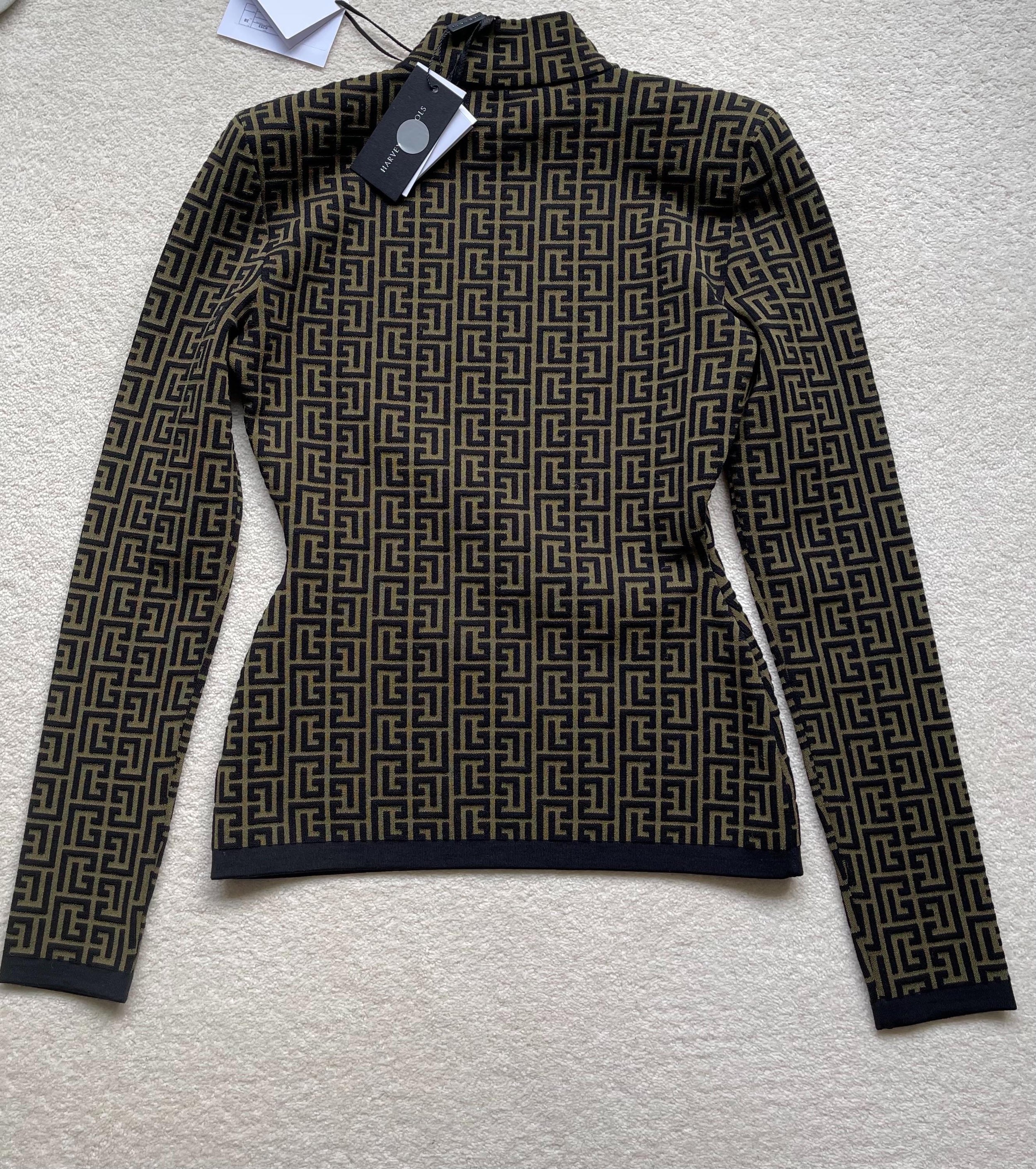 Khaki Monogram Stretch Knit Jumper