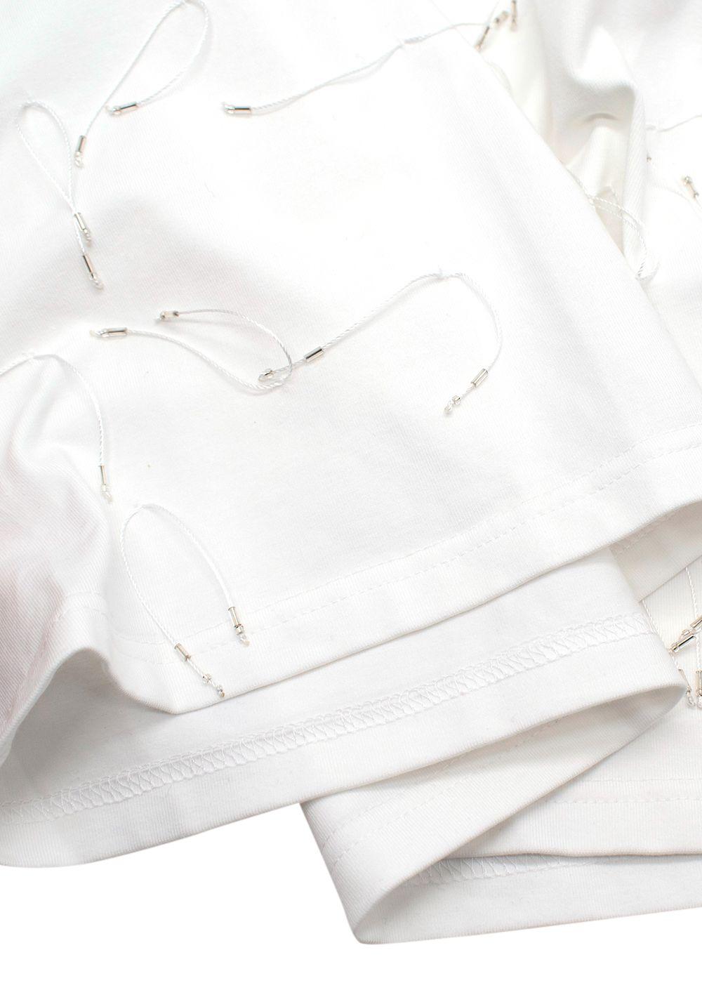 Simkhai Amaru White String-Embellished T-Shirt