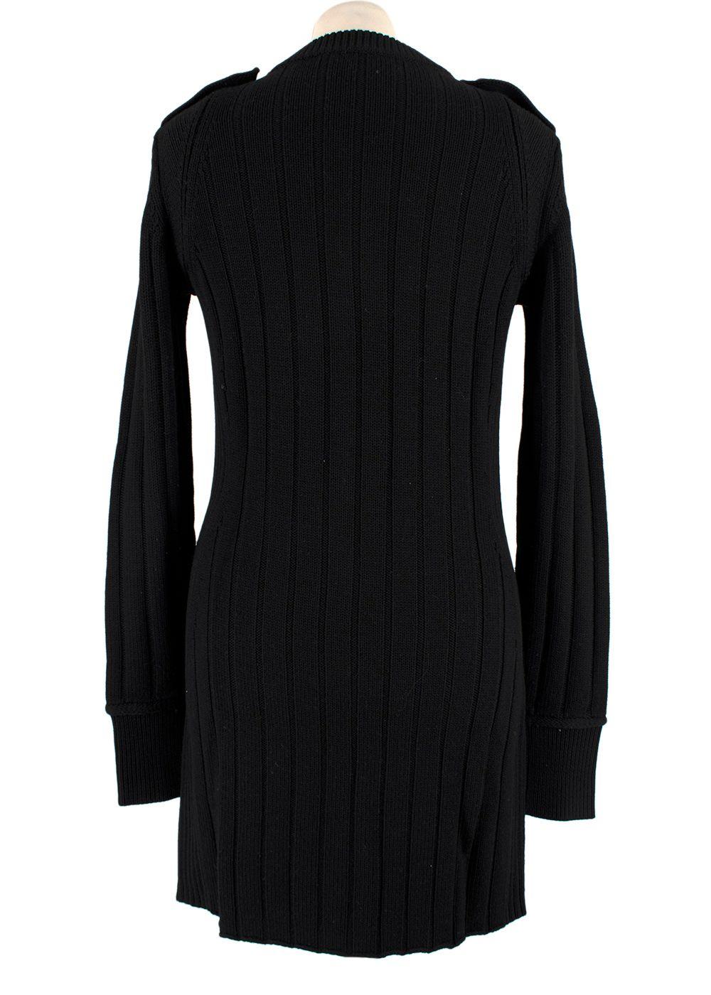 Derek Lam Black Ribbed Knitted Longline Cardigan