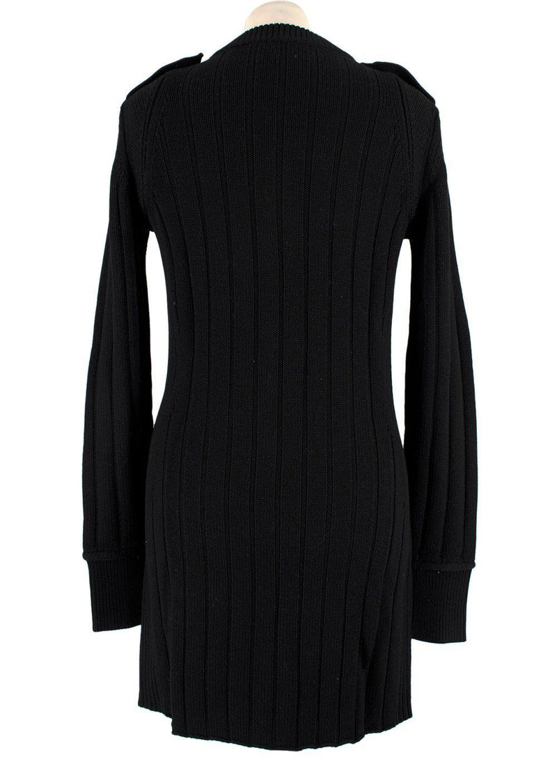 Derek Lam Black Ribbed Knitted Longline Cardigan