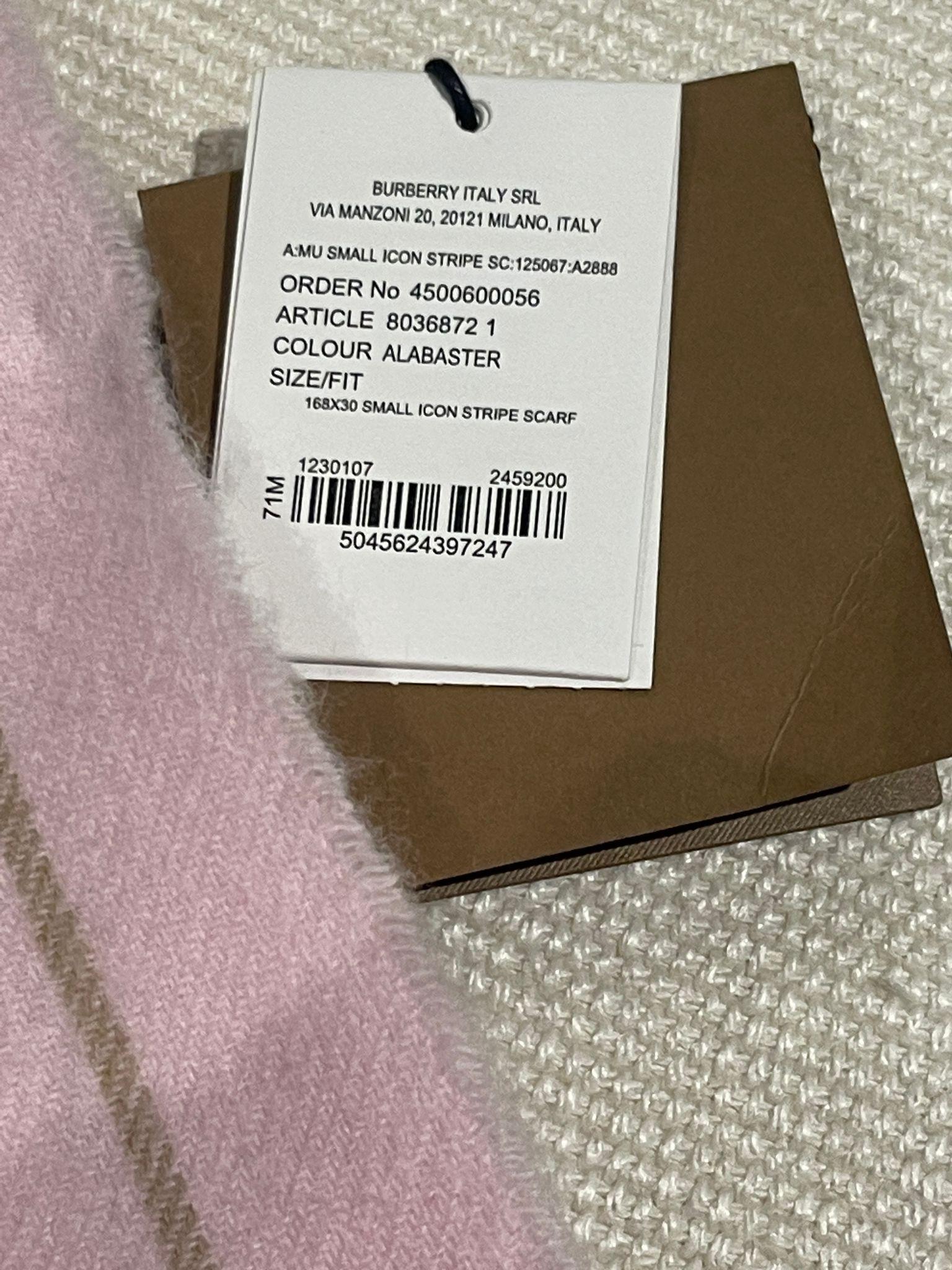 Burberry Cashmere Blend Pink Striped Scarf