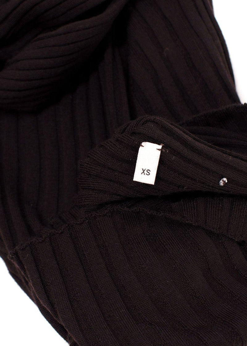 Bottega Veneta Dark Brown Long Sleeve Ribbed Top