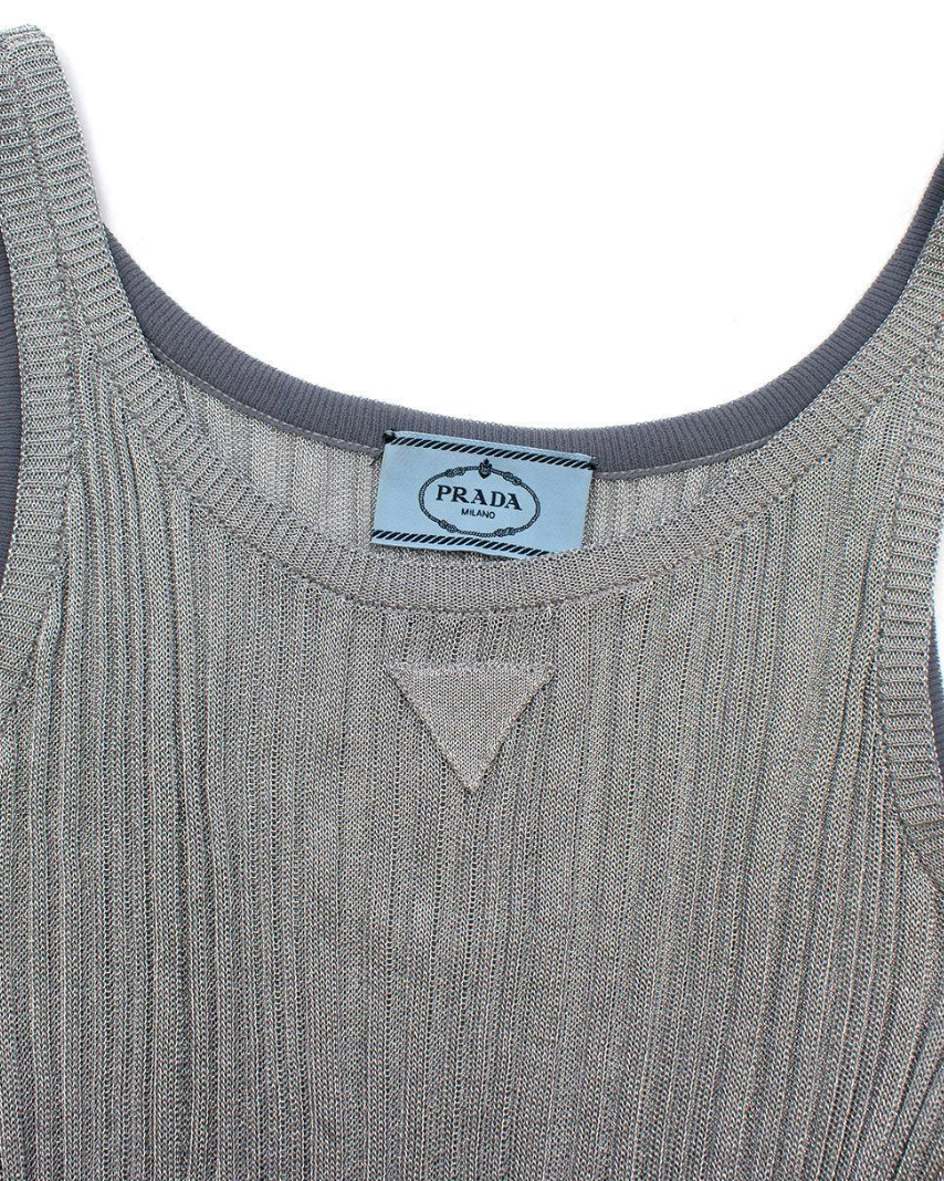 Prada Silver Lurex Plisse Gown