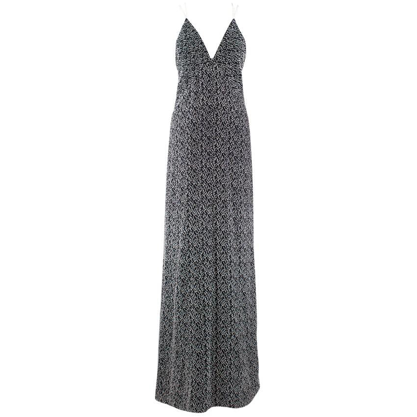 Galvan Black & White Textured Low Back Gown