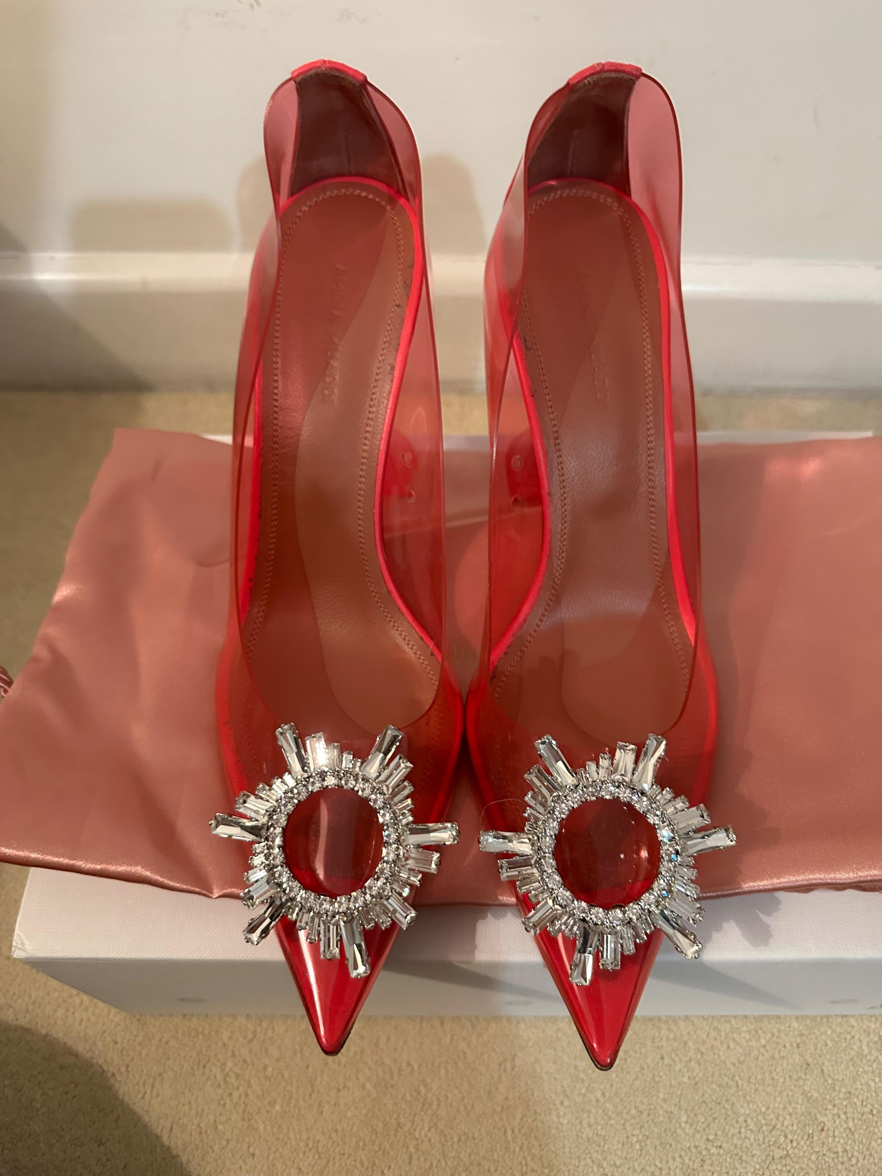 Amina Muaddi Pink Begum Crystal Embellished PVC Pumps