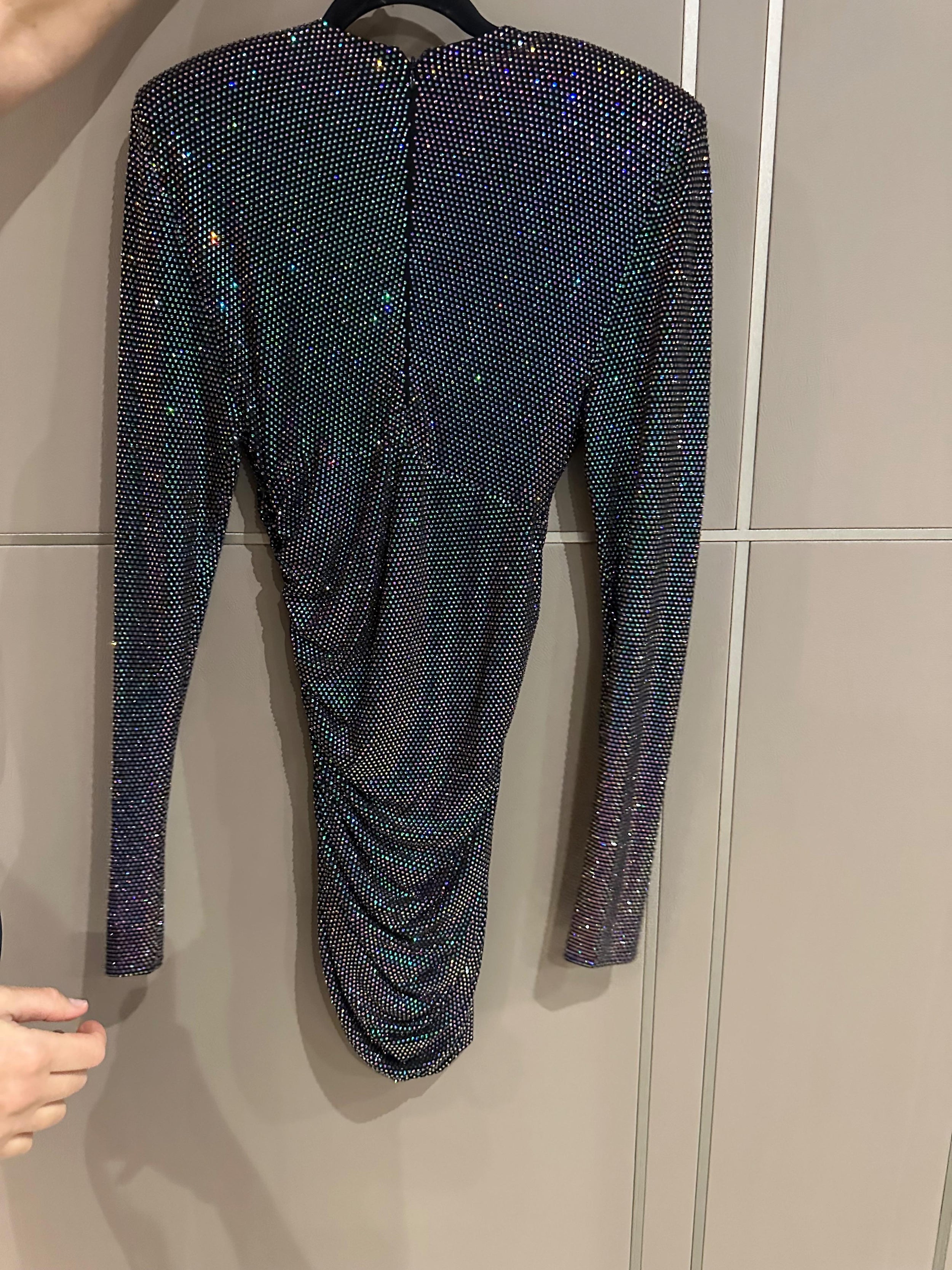 Alexander Vauthier Black Rhinestone Embellished Mini Dress