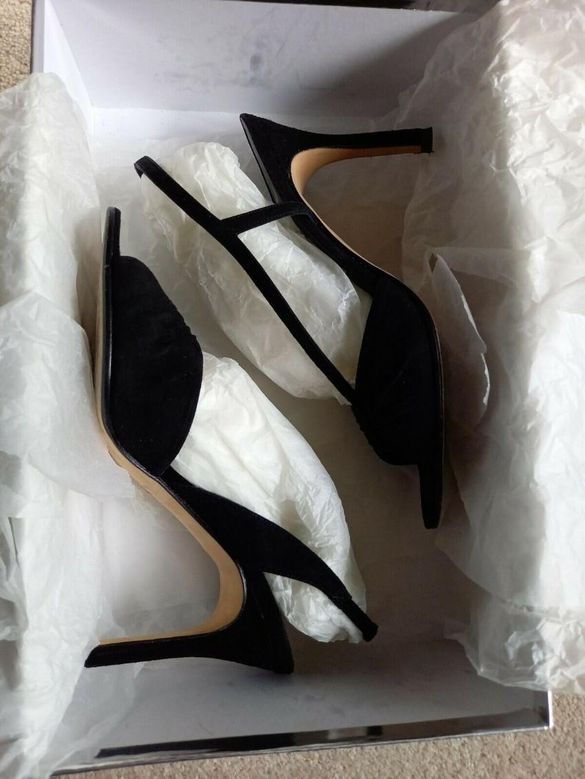 Gina Black Suede Serena Slingback Sandals