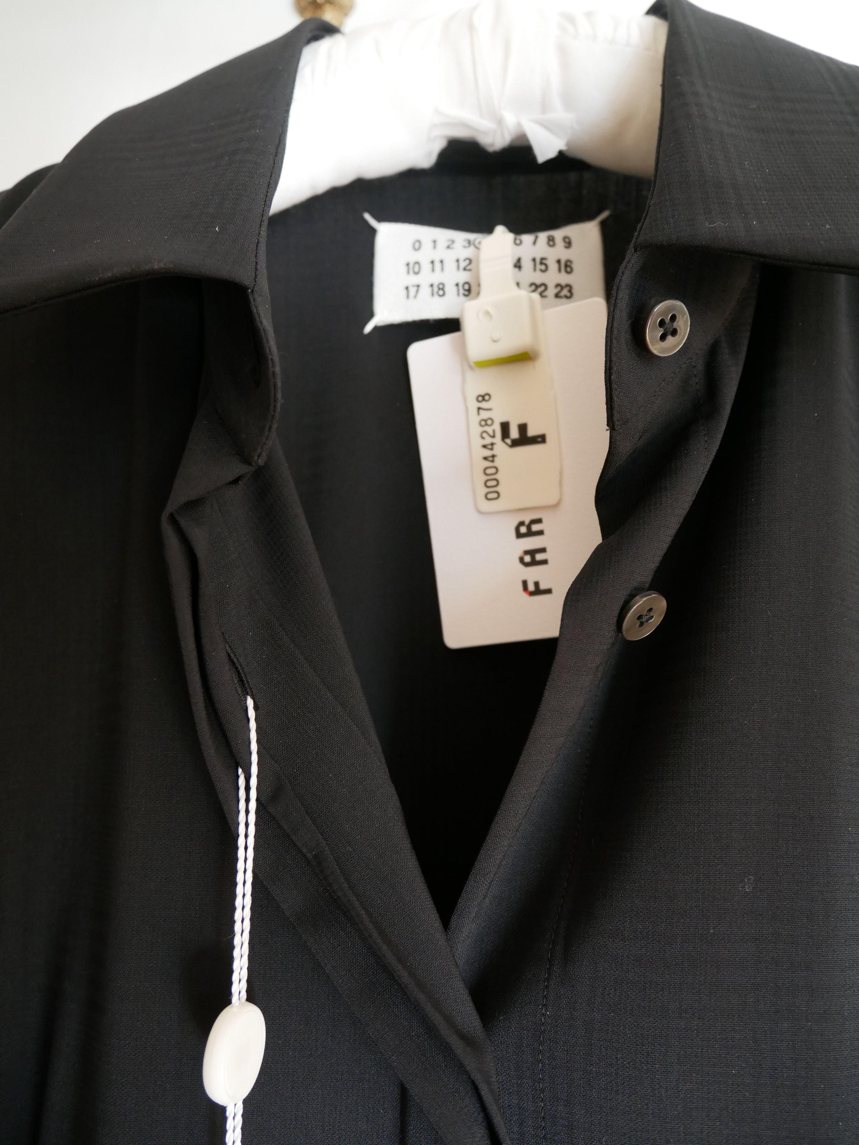 Black Wool Mid-Length Shirt Dress