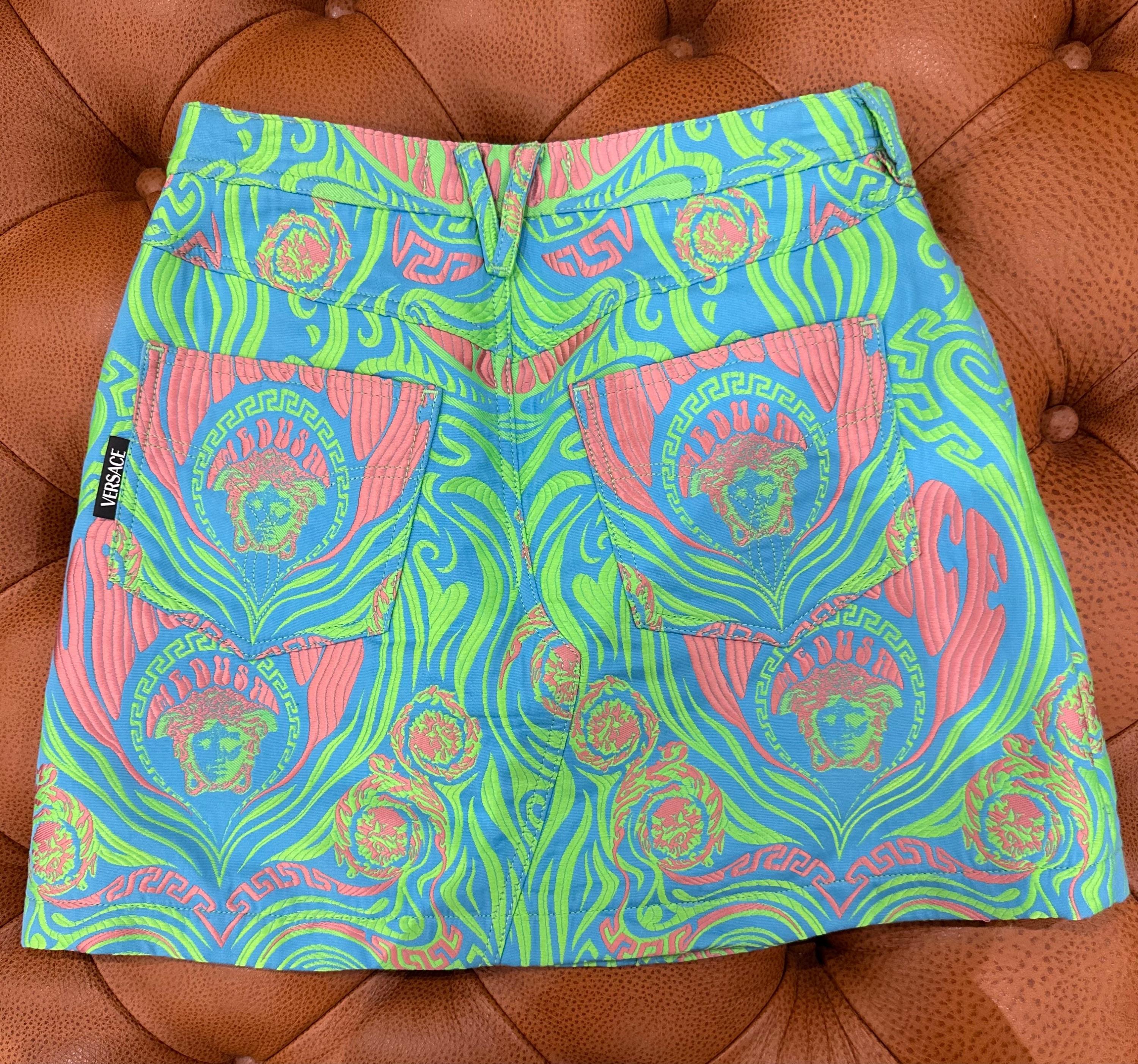 Versace Multicoloured Logo Mini Skirt